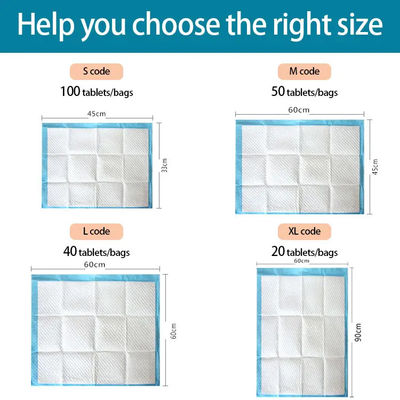파란색 일회용 턱스 강아지 강아지 팟 훈련용 Pee Pads 20g-120g 프로