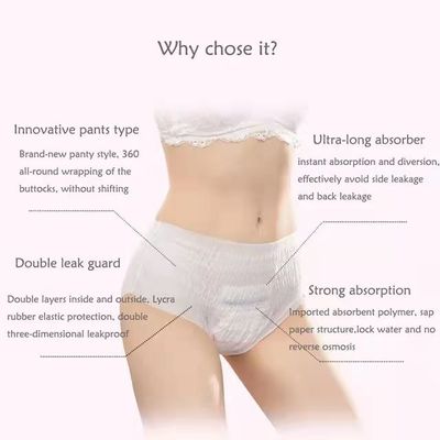 OEM ODM 유통 필요를 위해 호흡 할 수있는 흰색 일회용 여성 생리 바지